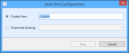 Save Grid Configuration window